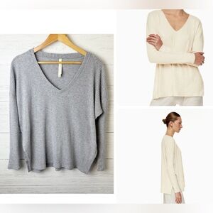 Aritzia The Group Babaton Traverse Longsleeve Light Grey XS - Oversized V Neck